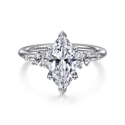14K White Gold Marquise Shape Diamond Engagement Ring — Gabriel & Co. ER15973M6W44JJ; center stone shown for illustration, not included