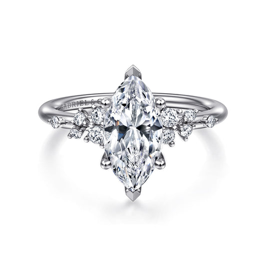 14K White Gold Marquise Shape Diamond Engagement Ring — Gabriel & Co. ER15973M6W44JJ; center stone shown for illustration, not included