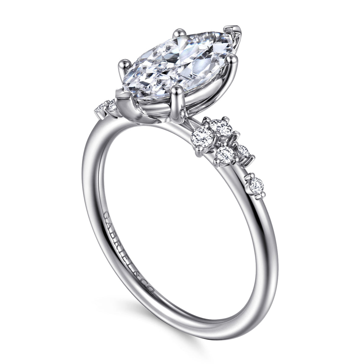 14K White Gold Marquise Shape Diamond Engagement Ring — Gabriel & Co. ER15973M6W44JJ; center stone shown for illustration, not included