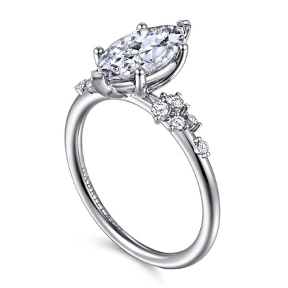14K White Gold Marquise Shape Diamond Engagement Ring — Gabriel & Co. ER15973M6W44JJ; center stone shown for illustration, not included