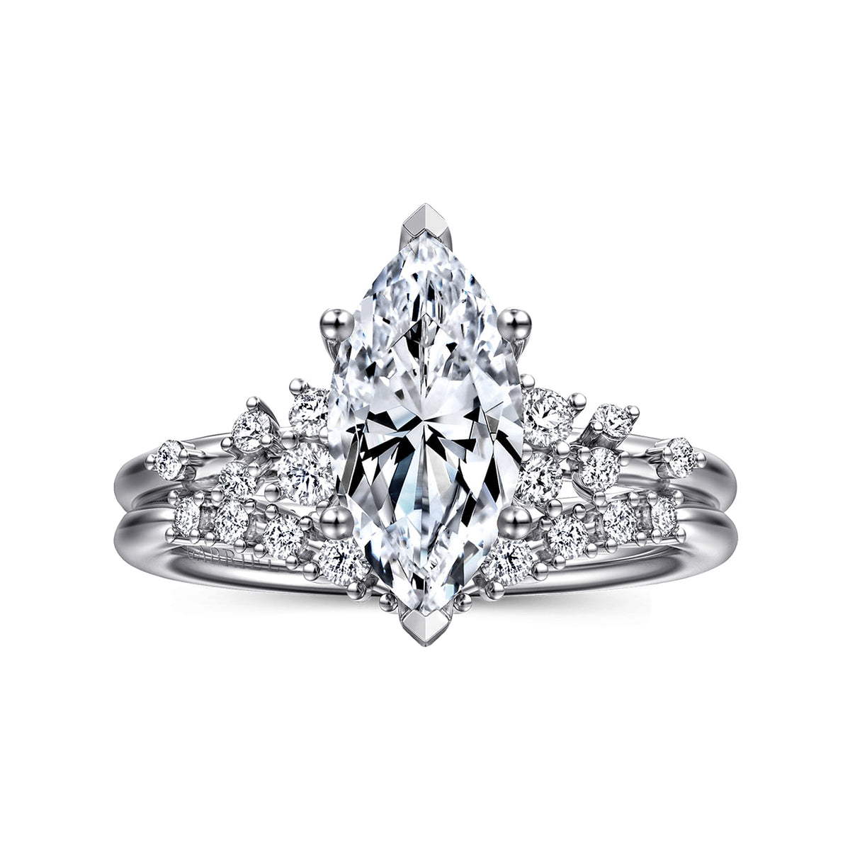14K White Gold Marquise Shape Diamond Engagement Ring — Gabriel & Co. ER15973M6W44JJ; center stone shown for illustration, not included