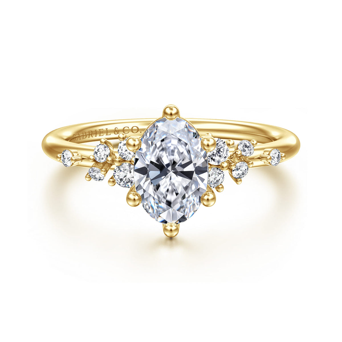 14K Yellow Gold Oval Diamond Engagement Ring — ER15973O4Y44JJ; center stone shown for illustration, not included
