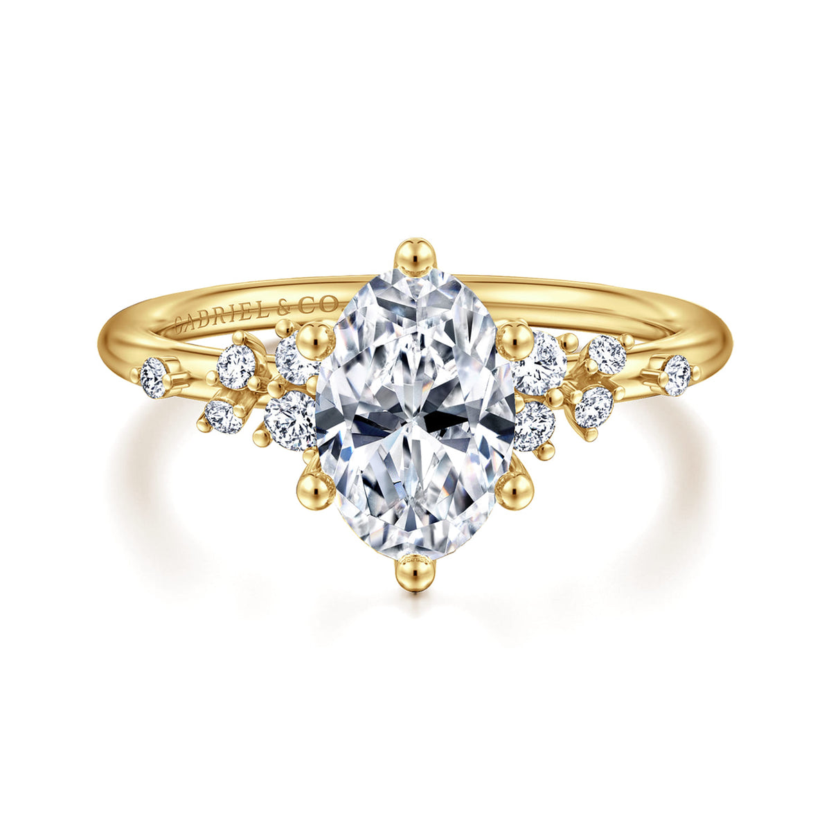 14K Yellow Gold Oval Diamond Engagement Ring — ER15973O6Y44JJ; center stone shown for illustration, not included