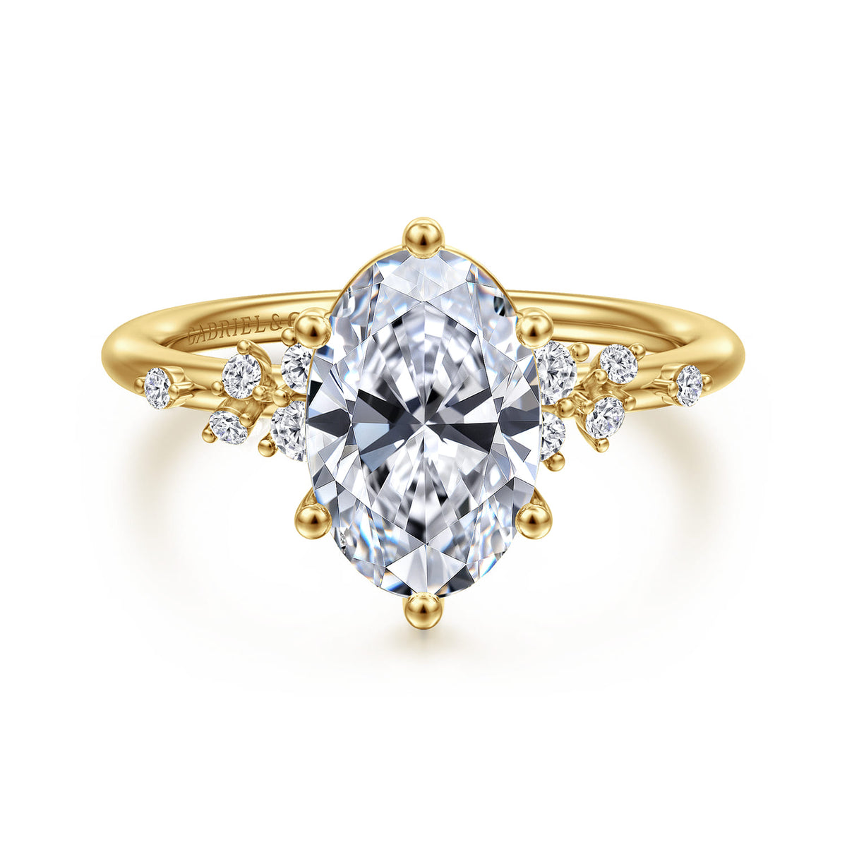 14K Yellow Gold Oval Diamond Engagement Ring — ER15973O8Y44JJ; center stone shown for illustration, not included