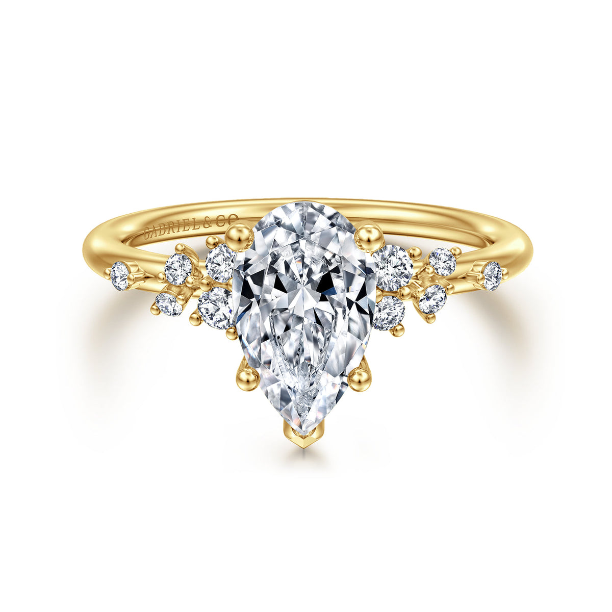 14K Yellow Gold Pear Shape Diamond Engagement Ring — ER15973P6Y44JJ; center stone shown for illustration, not included