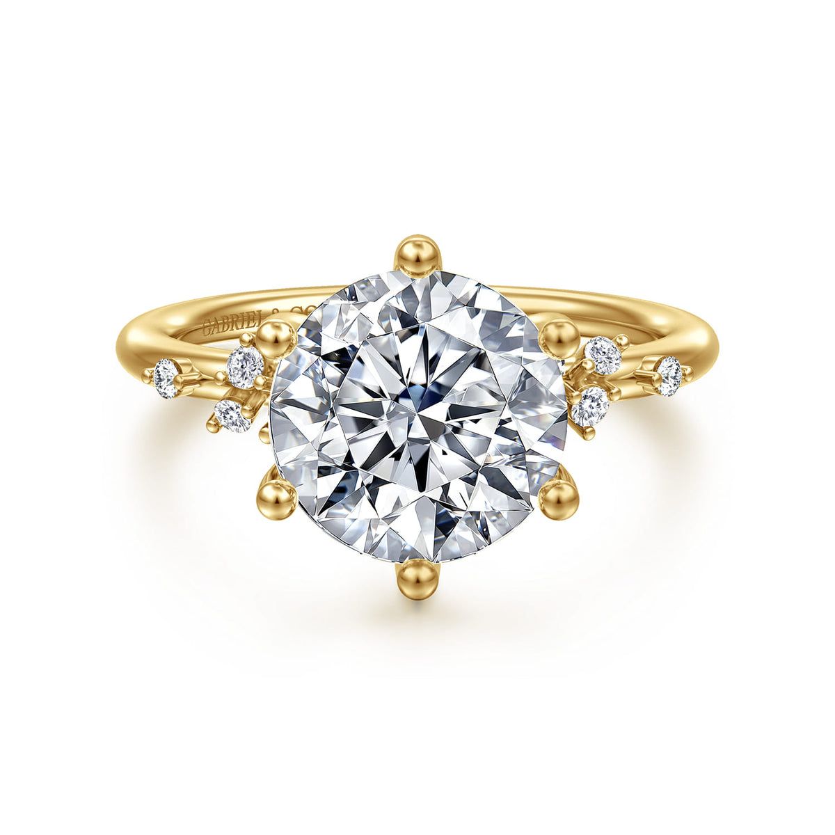 14K Yellow Gold Round Diamond Engagement Ring — ER15973R12Y44JJ; center stone shown for illustration, not included