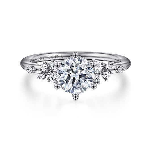 Platinum Round Diamond Engagement Ring — Gabriel & Co. ER15973R4PT4JJ; center stone shown for illustration, not included