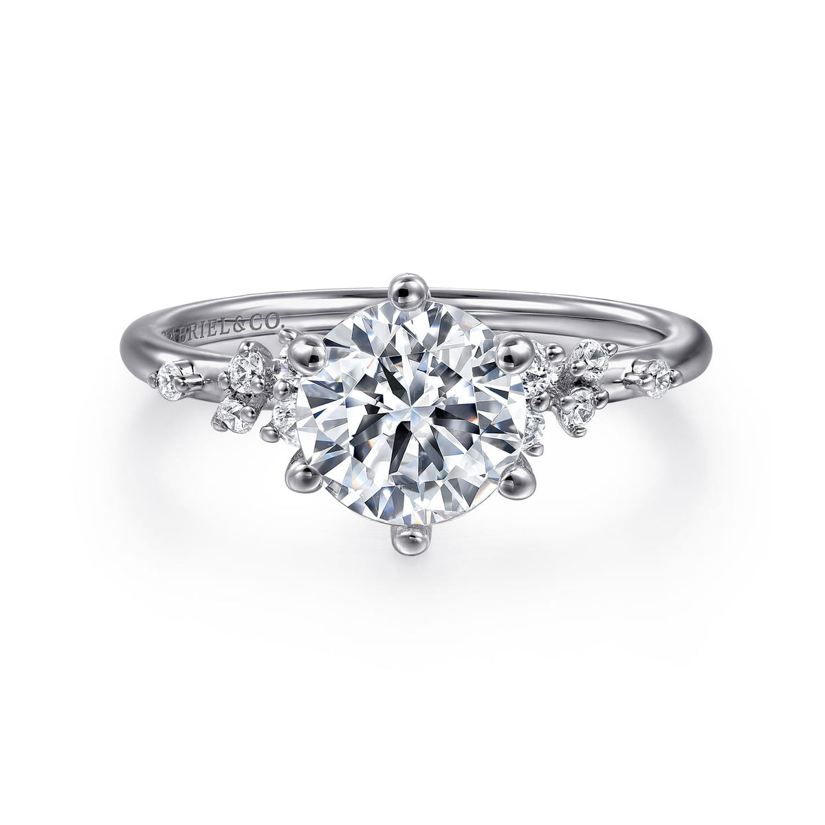 Platinum Round Diamond Engagement Ring — ER15973R6PT4JJ; center stone shown for illustration, not included