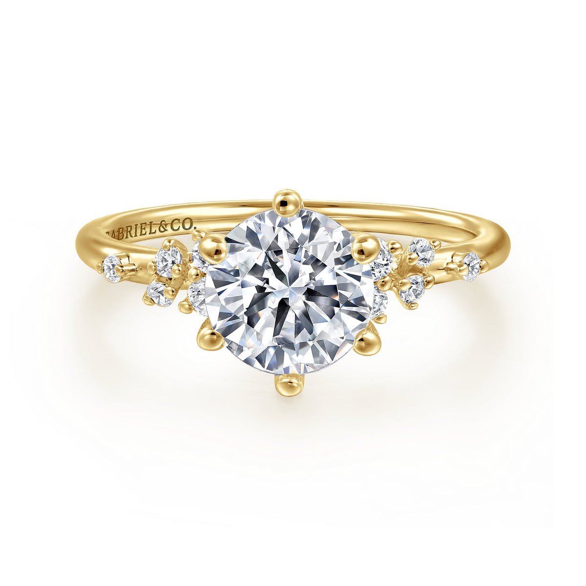 14K Yellow Gold Round Diamond Engagement Ring — ER15973R6Y44JJ; center stone shown for illustration, not included