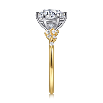 14K White and Yellow Gold 6 Prong Diamond Engagement Ring — Gabriel & Co. ER15973R8M44JJ; center stone shown for illustration, not included