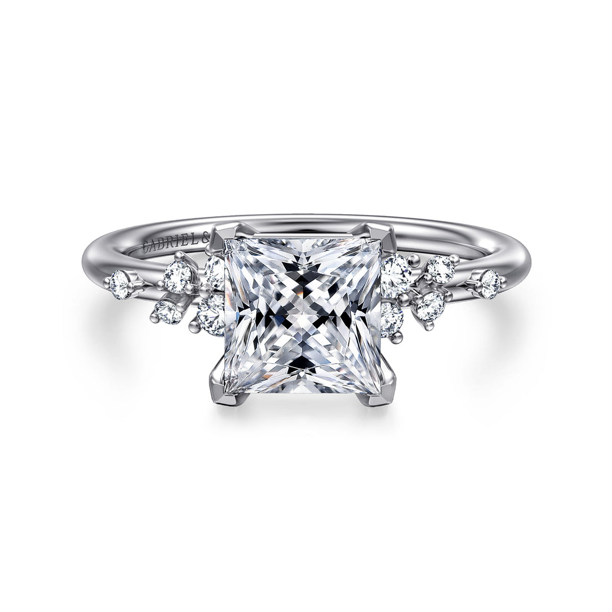 Platinum Princess Cut Diamond Engagement Ring — ER15973S6PT4JJ; center stone shown for illustration, not included