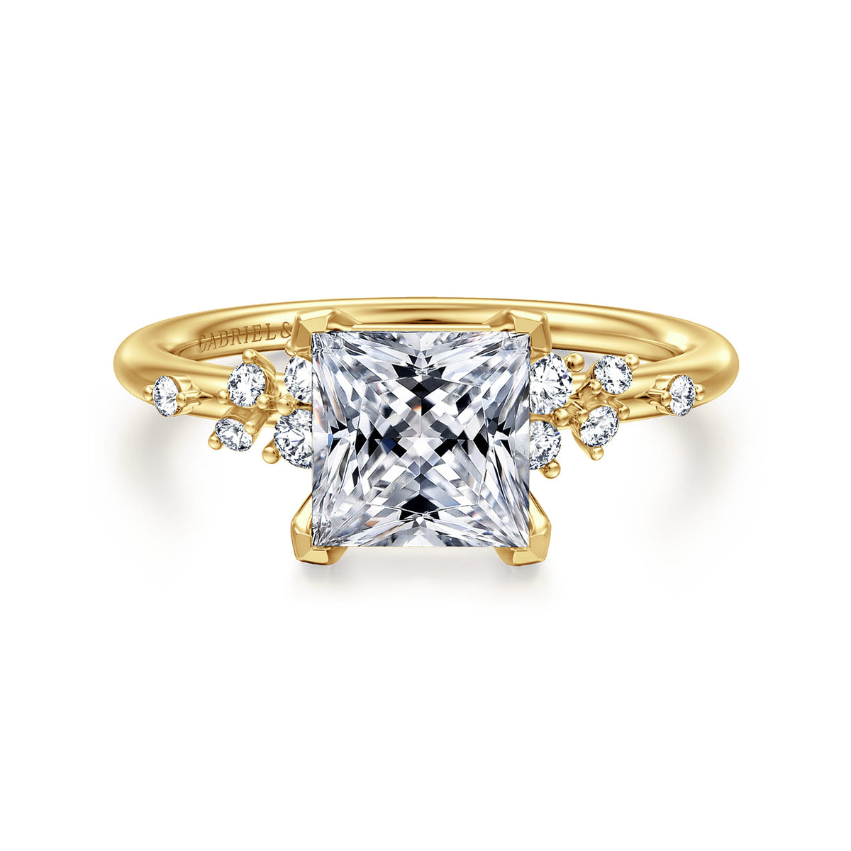 14K Yellow Gold Princess Cut Diamond Engagement Ring — ER15973S6Y44JJ; center stone shown for illustration, not included