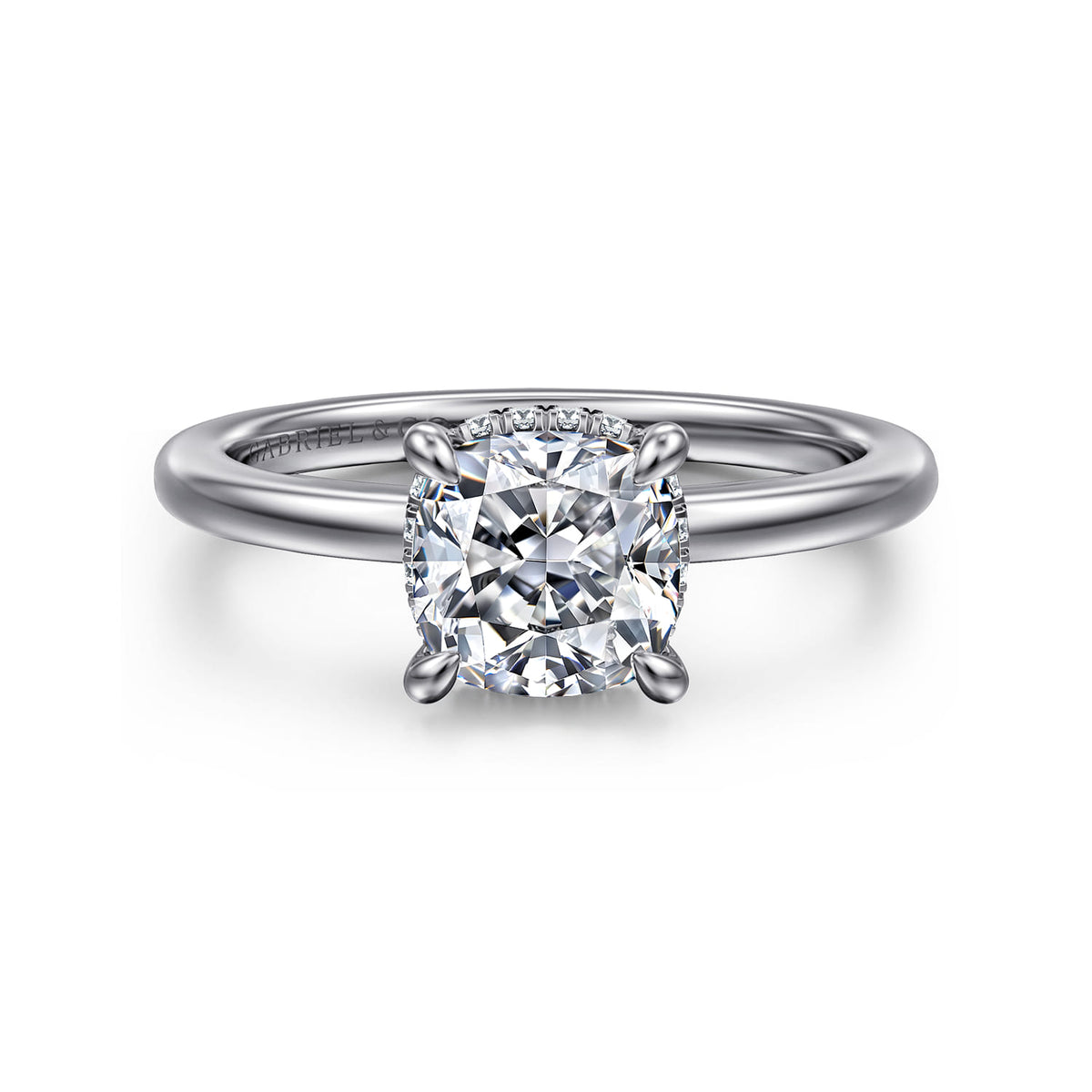 Platinum Cushion Cut Diamond Engagement Ring — ER16061C6PT4JJ; center stone shown for illustration, not included