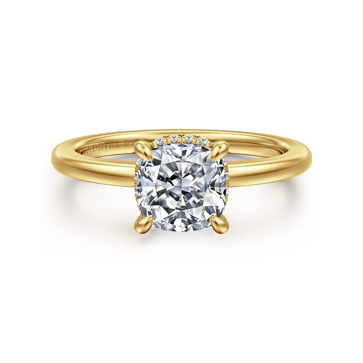 14K Yellow Gold  Cushion Cut Diamond Engagement Ring — ER16061C6Y44JJ; center stone shown for illustration, not included