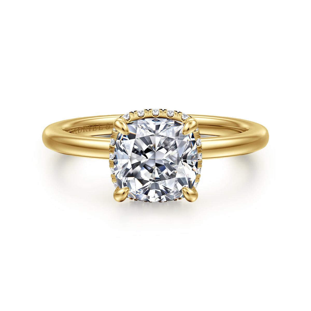 14K Yellow Gold  Cushion Diamond Engagement Ring — ER16061C8Y44JJ; center stone shown for illustration, not included