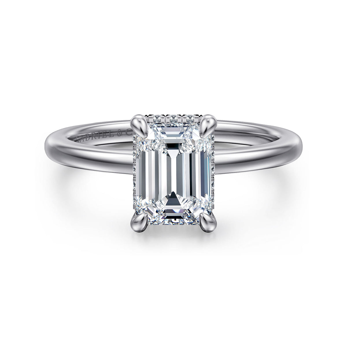 Platinum Emerald Cut Diamond Engagement Ring — ER16061E6PT4JJ; center stone shown for illustration, not included