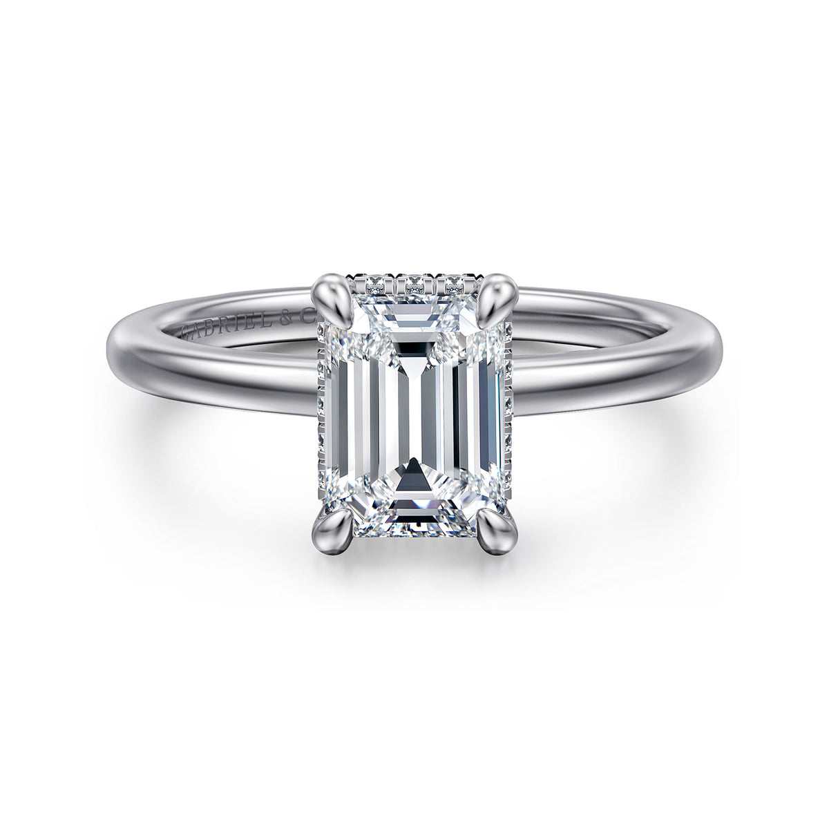 14K White Gold  Emerald Cut Diamond Engagement Ring — ER16061E6W44JJ; center stone shown for illustration, not included