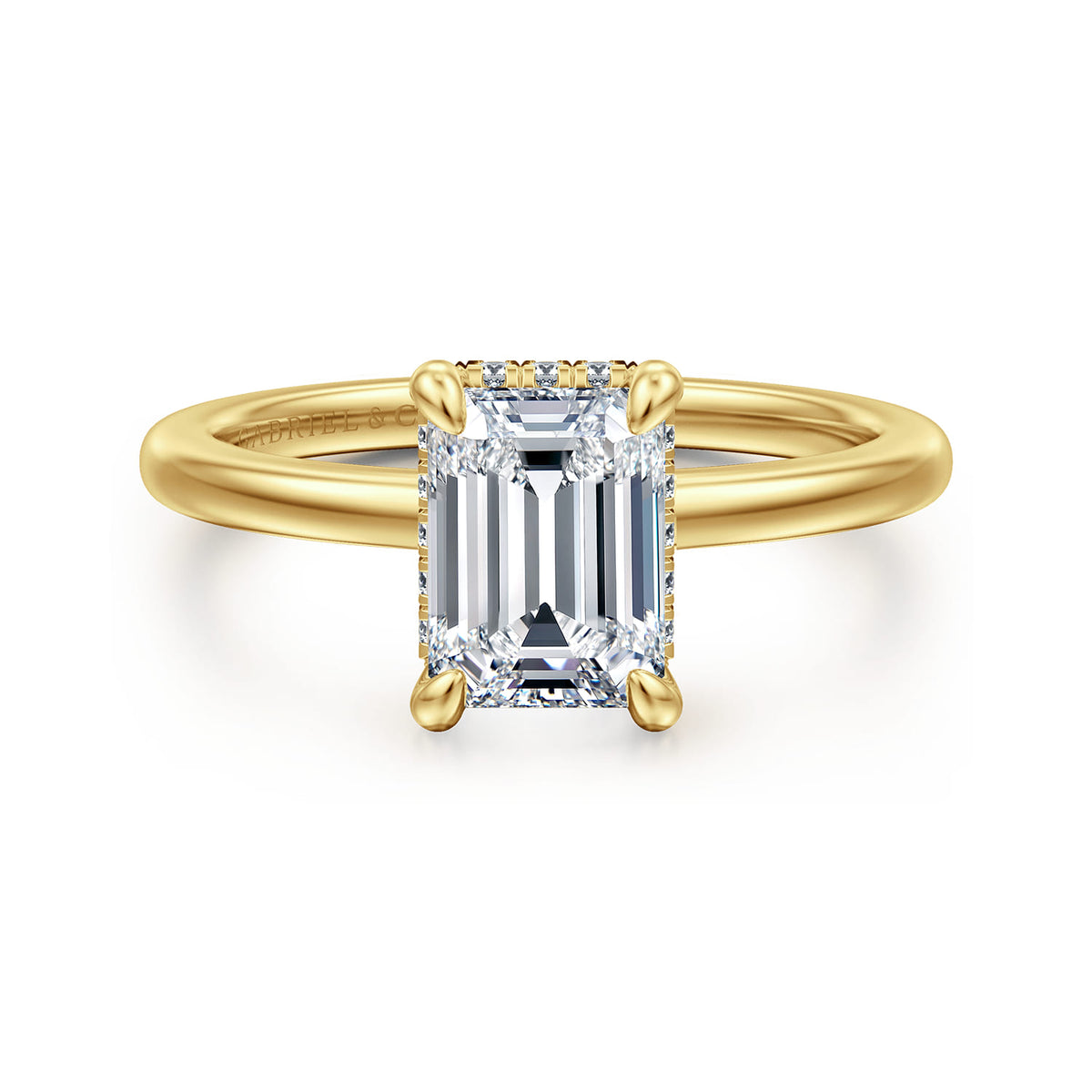 14K Yellow Gold  Emerald Cut Diamond Engagement Ring — ER16061E6Y44JJ; center stone shown for illustration, not included