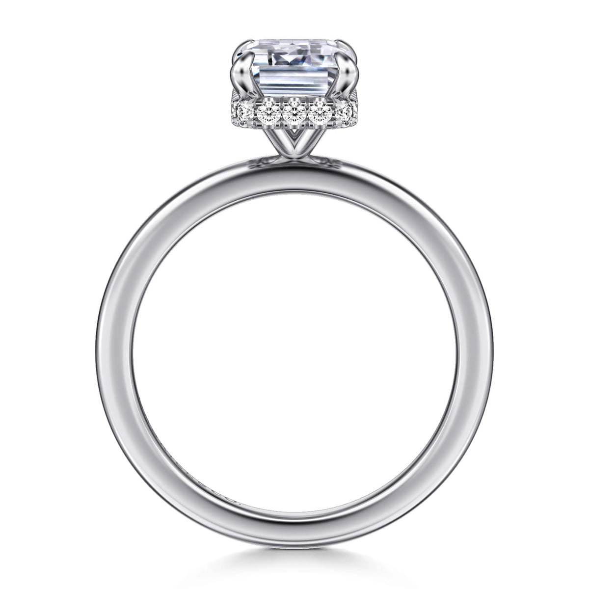 14K White Gold  Emerald Cut Diamond Engagement Ring — Gabriel & Co. ER16061E8W44JJ; center stone shown for illustration, not included