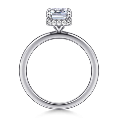 14K White Gold  Emerald Cut Diamond Engagement Ring — Gabriel & Co. ER16061E8W44JJ; center stone shown for illustration, not included