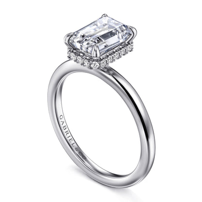 14K White Gold  Emerald Cut Diamond Engagement Ring — Gabriel & Co. ER16061E8W44JJ; center stone shown for illustration, not included