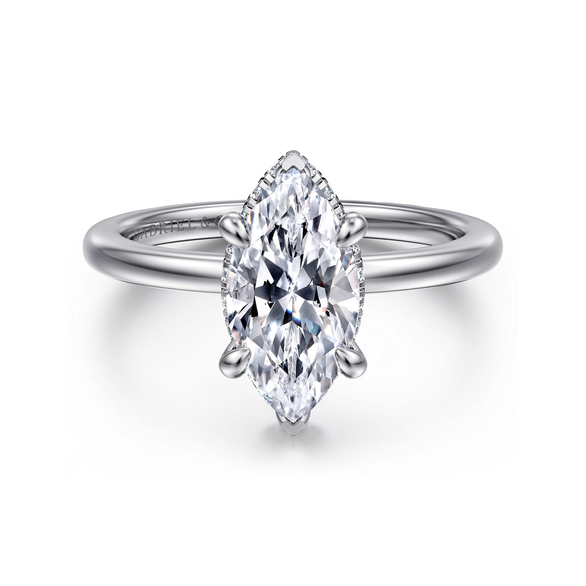 14K White Gold  Marquise Shape Diamond Engagement Ring — ER16061M6W44JJ; center stone shown for illustration, not included