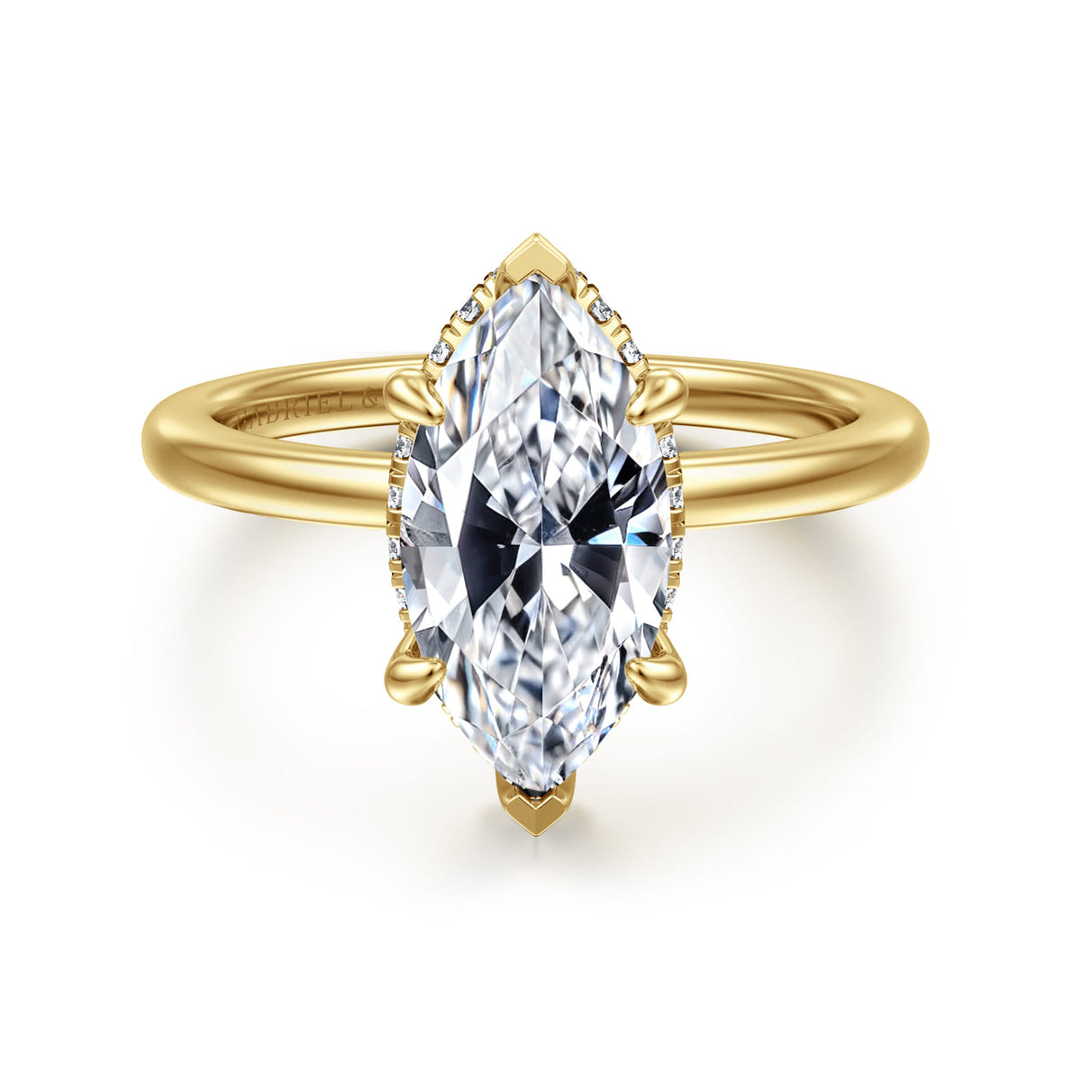 14K Yellow Gold  Marquise Shape Diamond Engagement Ring — Gabriel & Co. ER16061M8Y44JJ; center stone shown for illustration, not included