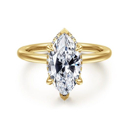 14K Yellow Gold  Marquise Shape Diamond Engagement Ring — Gabriel & Co. ER16061M8Y44JJ; center stone shown for illustration, not included