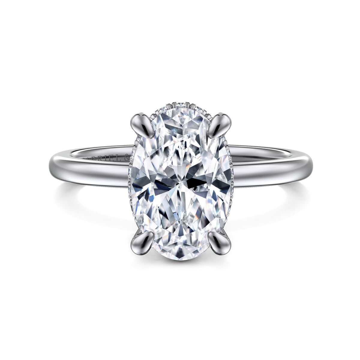 14K White Gold  Oval Diamond Engagement Ring — ER16061O10W44JJ; center stone shown for illustration, not included