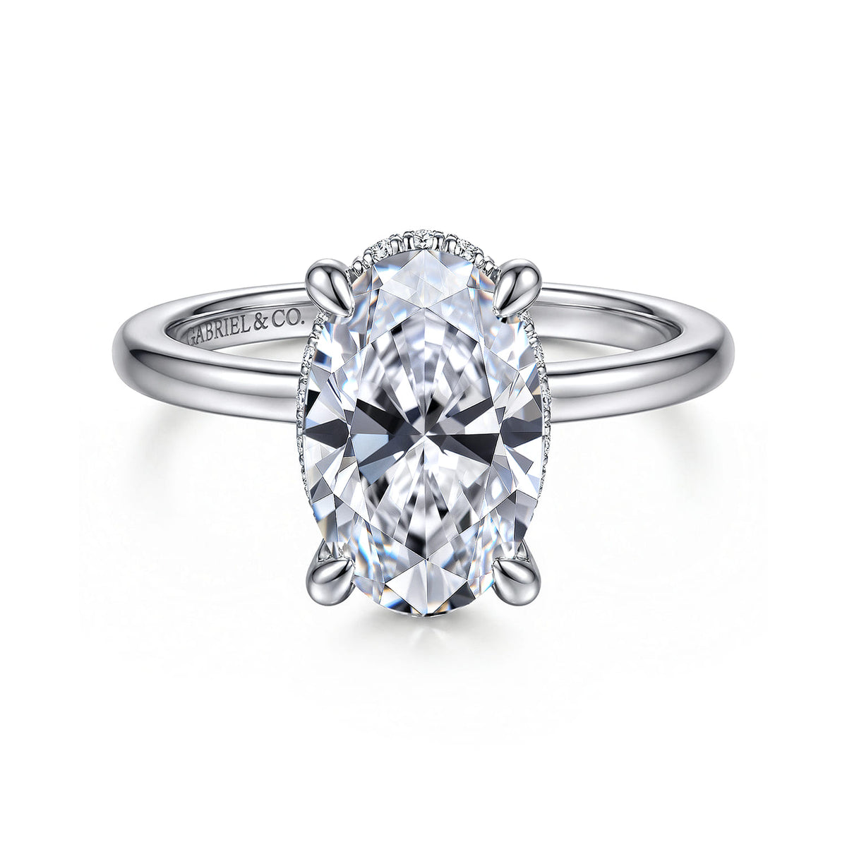 14K White Gold  Oval Diamond Engagement Ring — ER16061O12W44JJ; center stone shown for illustration, not included