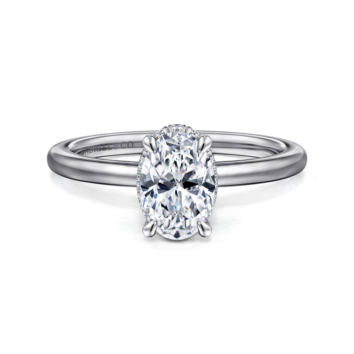 14K White Gold  Oval  Diamond Engagement Ring — ER16061O4W44JJ; center stone shown for illustration, not included