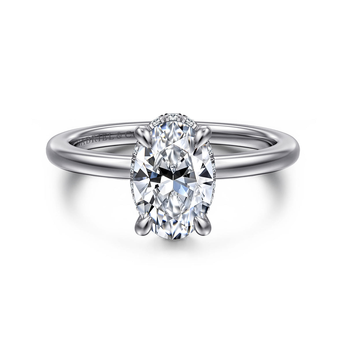 14K White Gold  Oval  Diamond Engagement Ring — ER16061O6W44JJ; center stone shown for illustration, not included