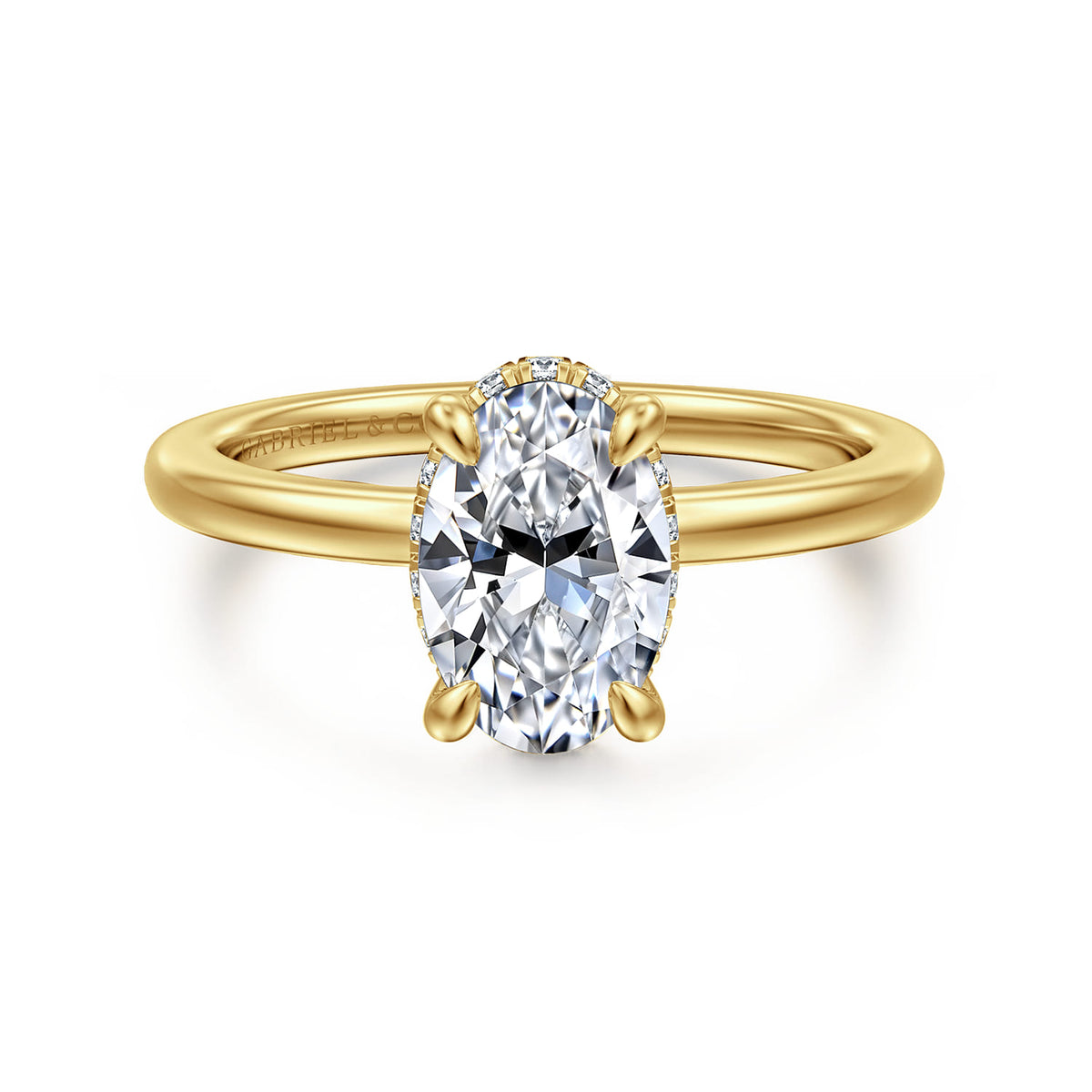 14K Yellow Gold Oval Diamond Engagement Ring — ER16061O6Y44JJ; center stone shown for illustration, not included