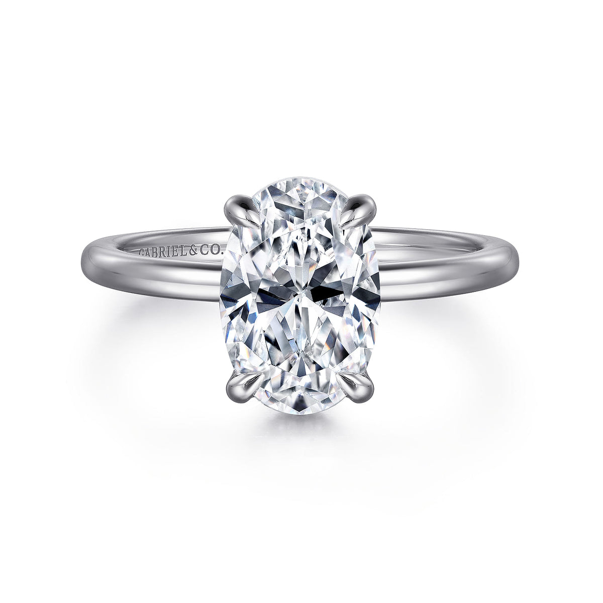 14K White Gold  Oval Diamond Engagement Ring — ER16061O8W44JJ; center stone shown for illustration, not included