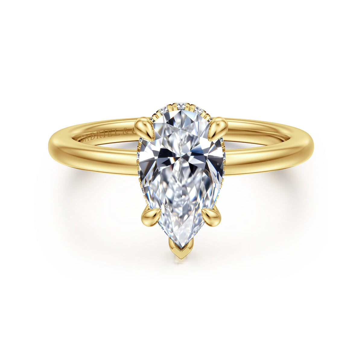 14K Yellow Gold  Pear Shape Diamond Engagement Ring — ER16061P6Y44JJ; center stone shown for illustration, not included
