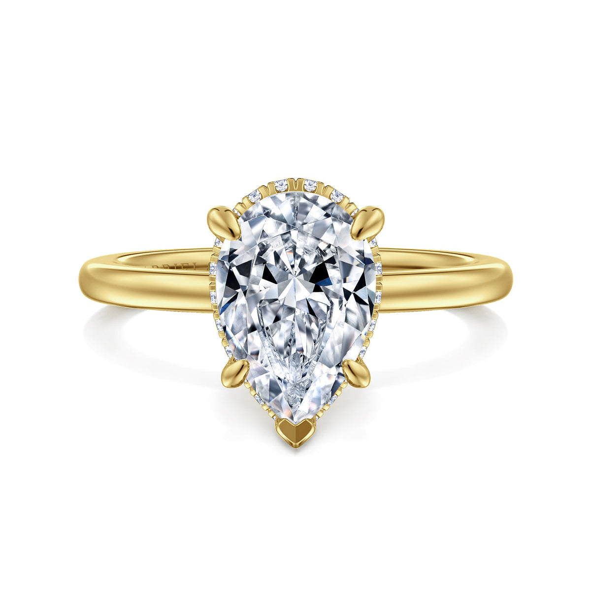 14K Yellow Gold  Pear Shape Diamond Engagement Ring — ER16061P8Y44JJ; center stone shown for illustration, not included