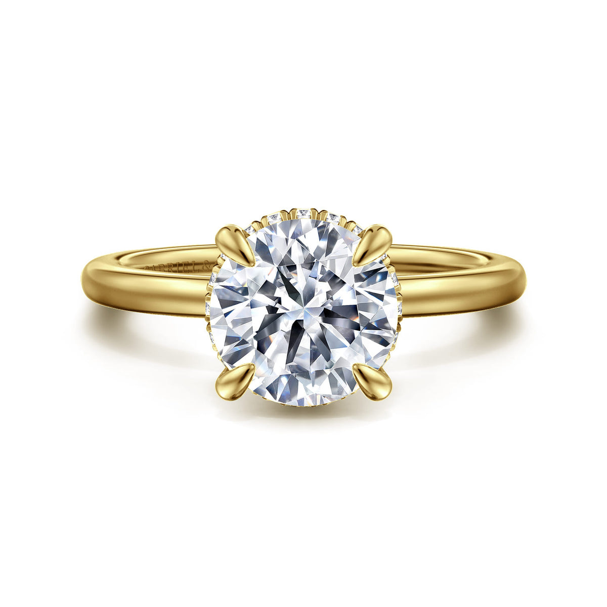 14K Yellow Gold  Round Diamond Engagement Ring — ER16061R8Y44JJ; center stone shown for illustration, not included