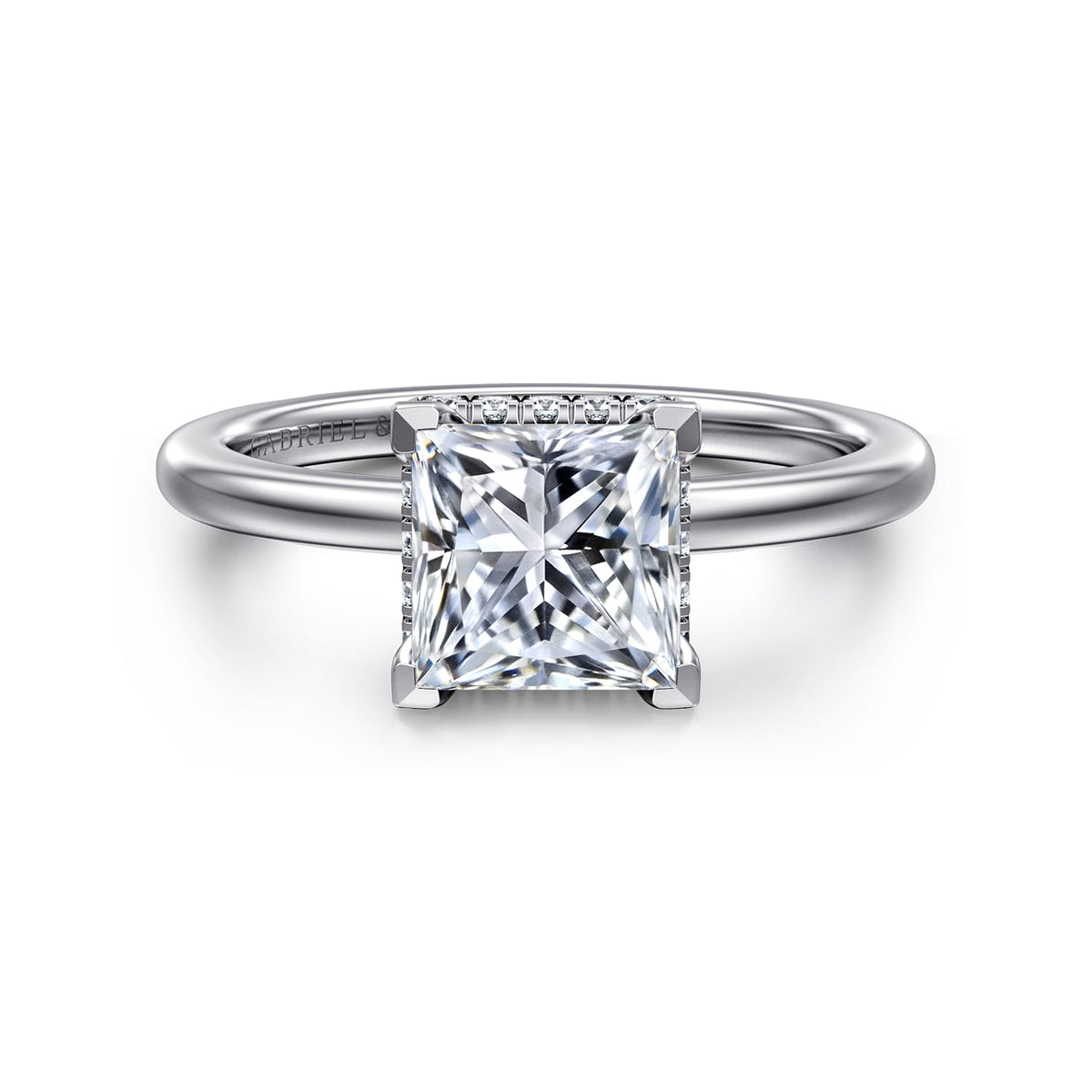 Platinum Princess Diamond Engagement Ring — ER16061S6PT4JJ; center stone shown for illustration, not included