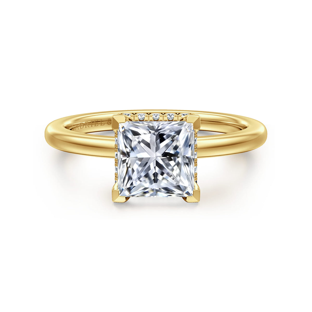 14K Yellow Gold Princess Diamond Engagement Ring — ER16061S6Y44JJ; center stone shown for illustration, not included