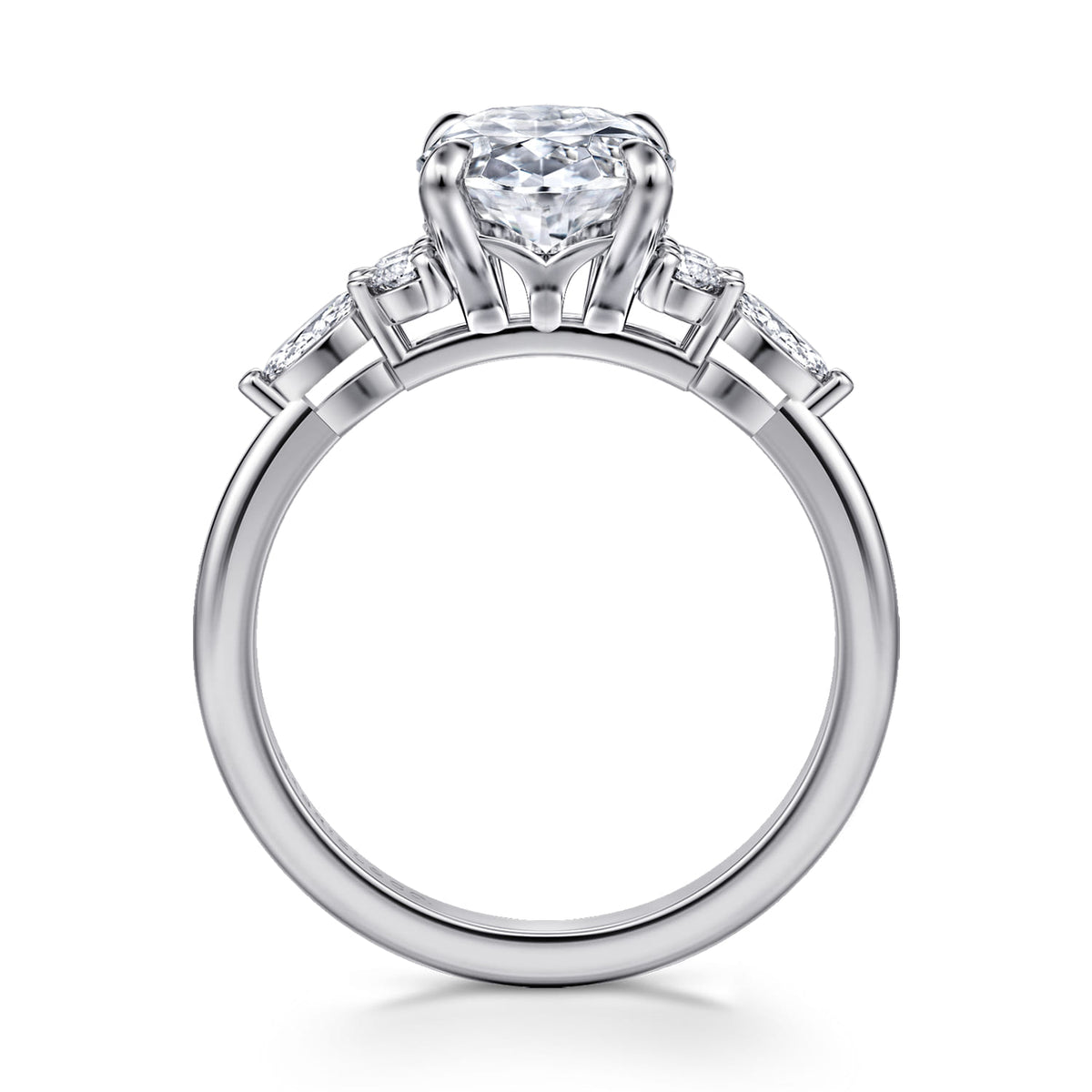 14K White Gold Oval Diamond Cluster Engagement Ring — Gabriel & Co. ER16125O12W44JJ; center stone shown for illustration, not included