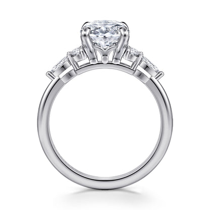14K White Gold Oval Diamond Cluster Engagement Ring — Gabriel & Co. ER16125O12W44JJ; center stone shown for illustration, not included