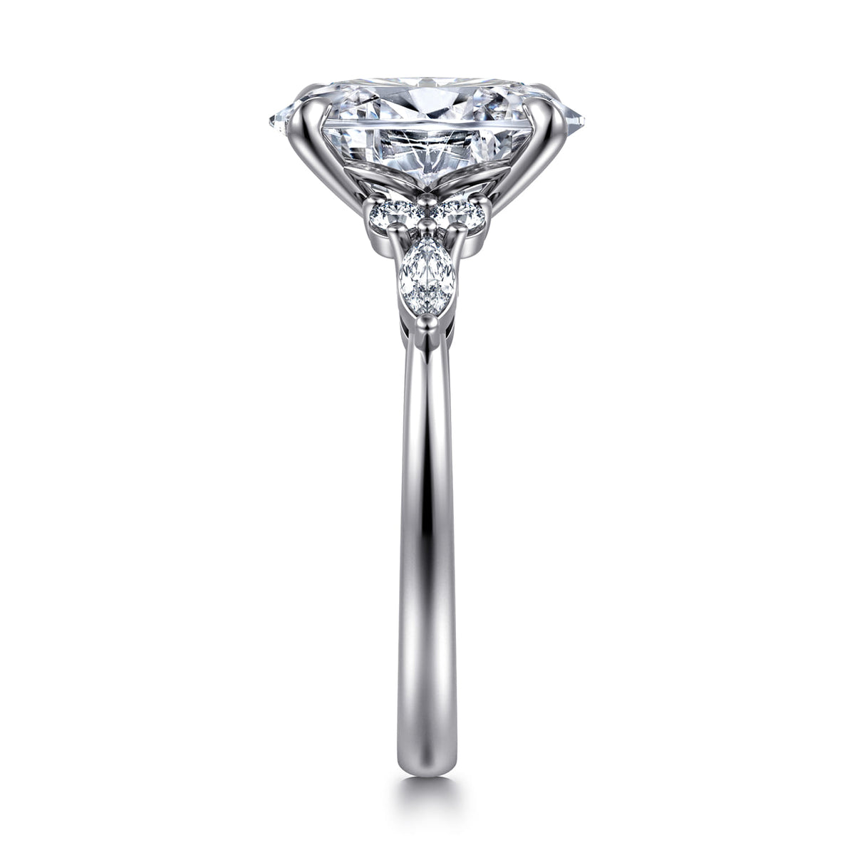 14K White Gold Oval Diamond Cluster Engagement Ring — Gabriel & Co. ER16125O12W44JJ; center stone shown for illustration, not included
