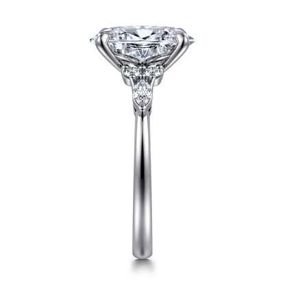 14K White Gold Oval Diamond Cluster Engagement Ring — Gabriel & Co. ER16125O12W44JJ; center stone shown for illustration, not included