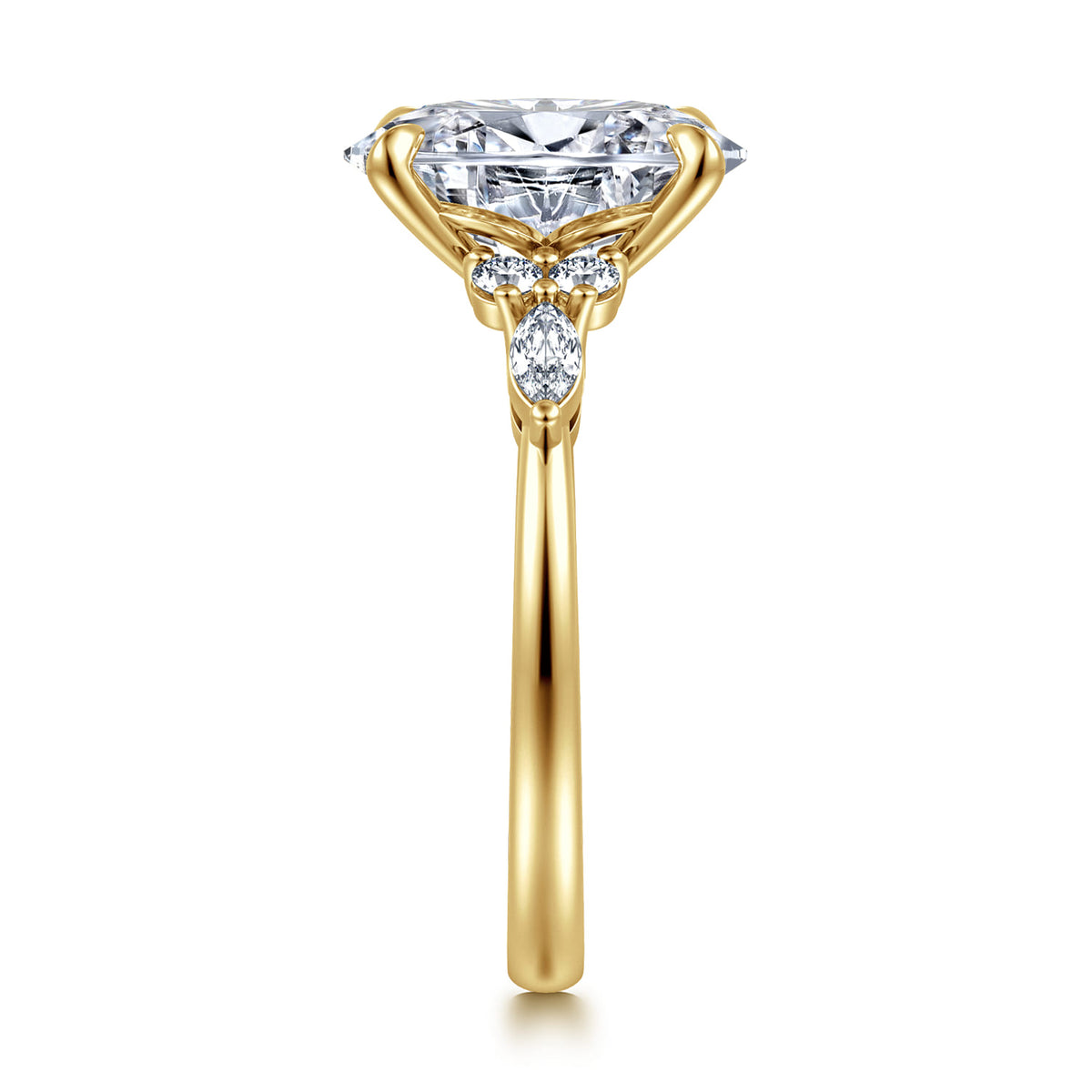 14K Yellow Gold Oval Diamond Cluster Engagement Ring — Gabriel & Co. ER16125O12Y44JJ; center stone shown for illustration, not included