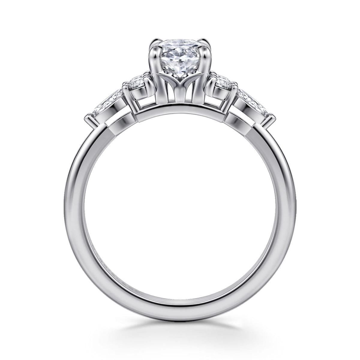 14K White Gold Oval Diamond Cluster Engagement Ring — Gabriel & Co. ER16125O4W44JJ; center stone shown for illustration, not included
