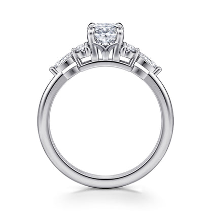 14K White Gold Oval Diamond Cluster Engagement Ring — Gabriel & Co. ER16125O4W44JJ; center stone shown for illustration, not included