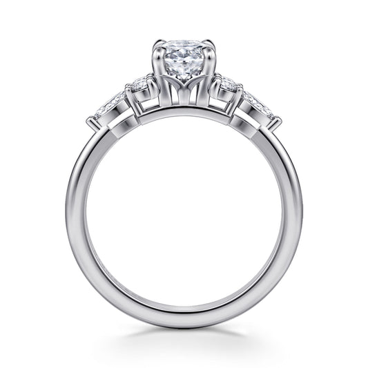 14K White Gold Oval Diamond Cluster Engagement Ring — Gabriel & Co. ER16125O4W44JJ; center stone shown for illustration, not included