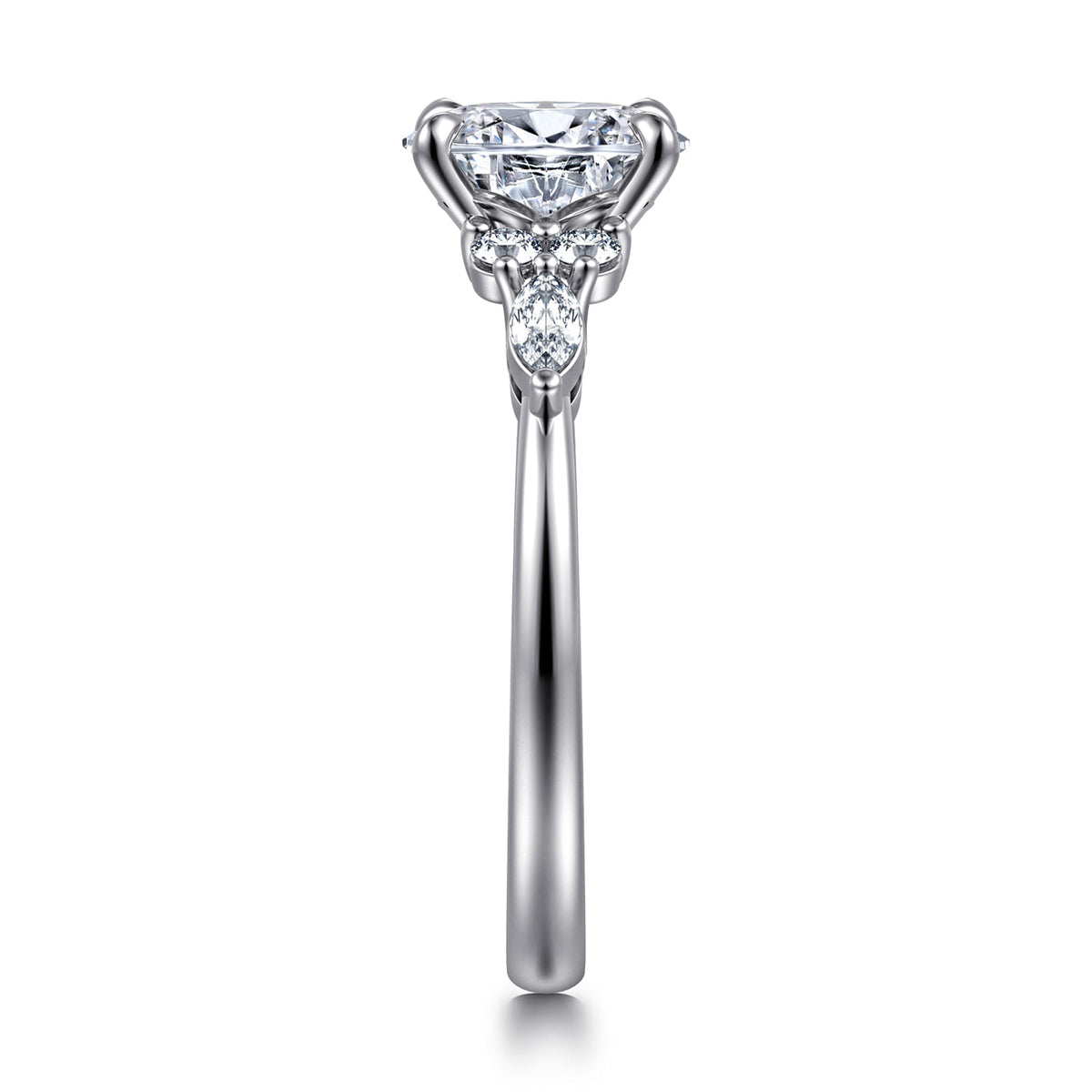 14K White Gold Oval Diamond Cluster Engagement Ring — Gabriel & Co. ER16125O4W44JJ; center stone shown for illustration, not included