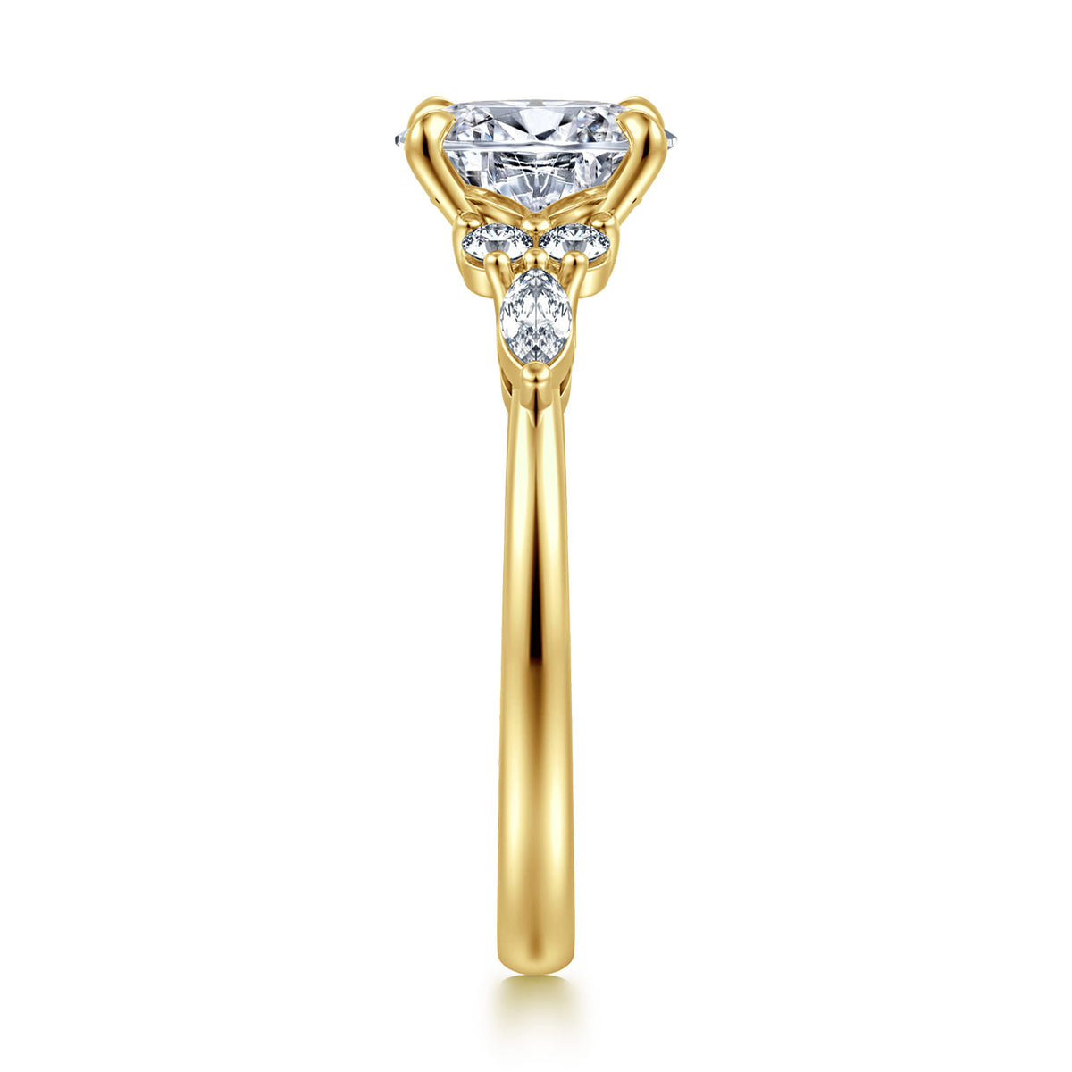14K Yellow Gold Oval Diamond Cluster Engagement Ring — Gabriel & Co. ER16125O4Y44JJ; center stone shown for illustration, not included