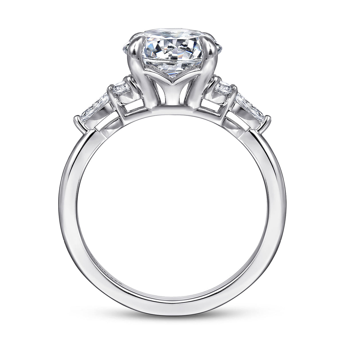 14K White Gold Round Diamond Cluster Engagement Ring — Gabriel & Co. ER16125R12W44JJ; center stone shown for illustration, not included